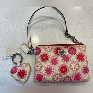 Coach wristlet and matching heart key chain